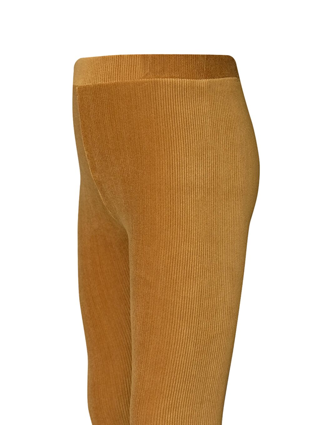 Sarı Hardal Kız Çocuk Fitilli Kadife Tayt-3