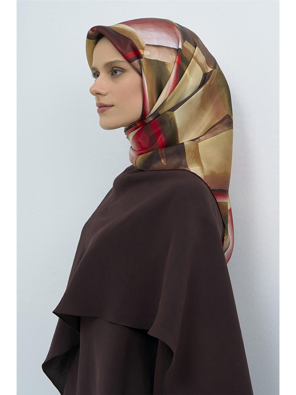 Kahverengi Saf İpek Sura Eşarp 9510D 36-1