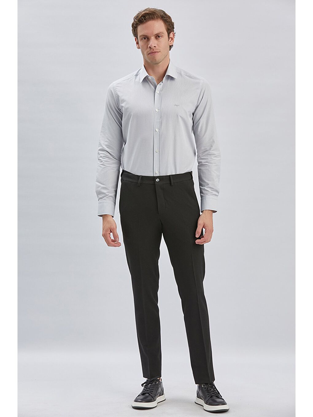 Siyah Esnek Lastikli Yandan Cepli Casual Slim Fit Ayarlanabilir Kemer Pantolon 1003240162-1