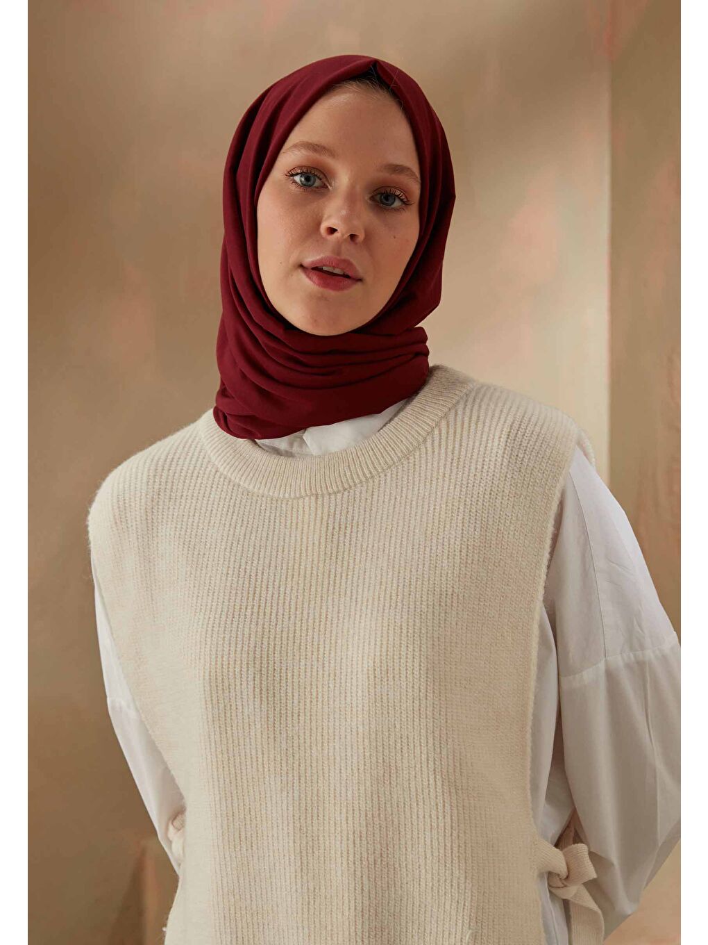 Pamuk Viskon Şal Bordo-2