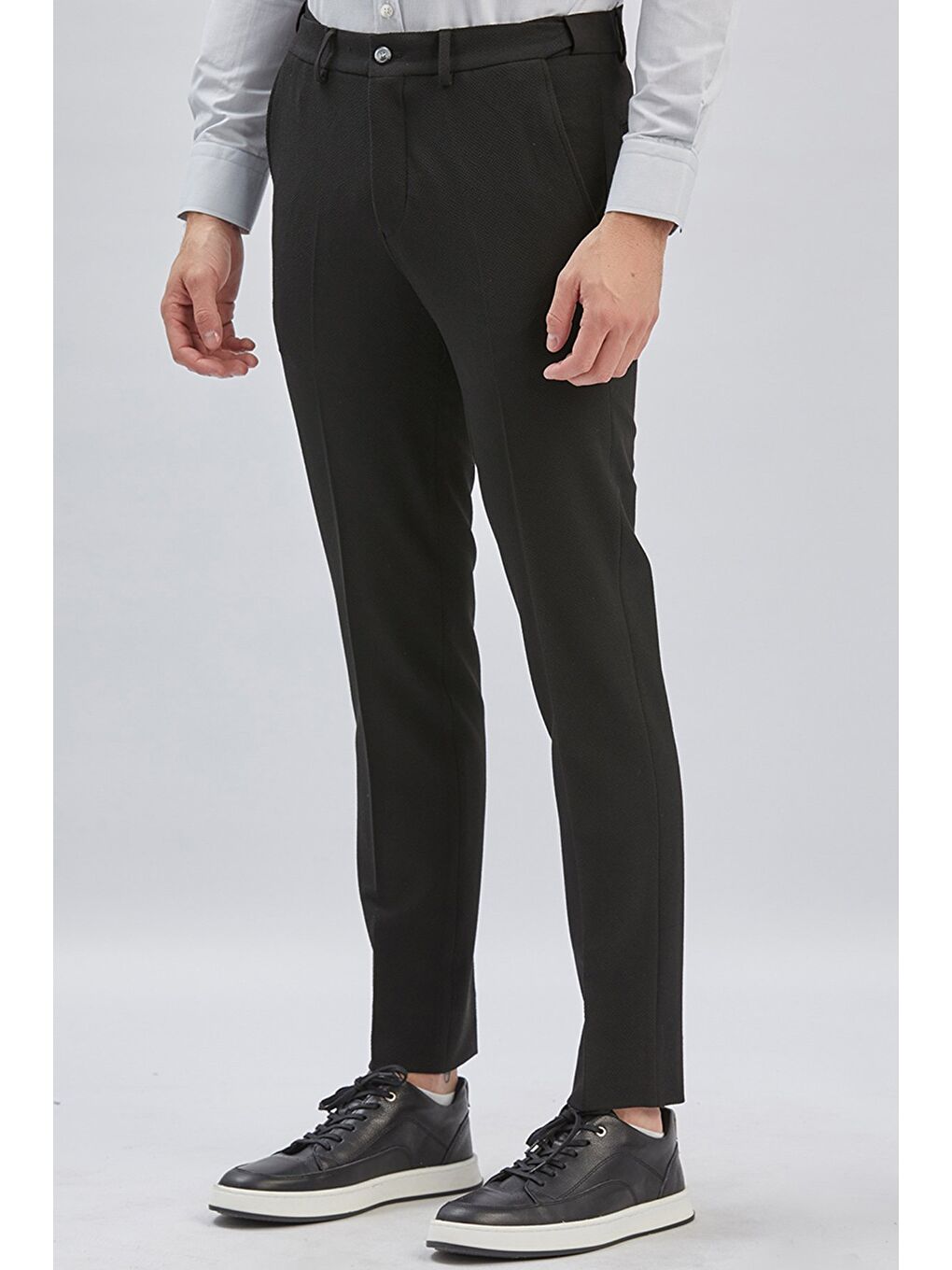 Siyah Esnek Lastikli Yandan Cepli Casual Slim Fit Ayarlanabilir Kemer Pantolon 1003240162-2
