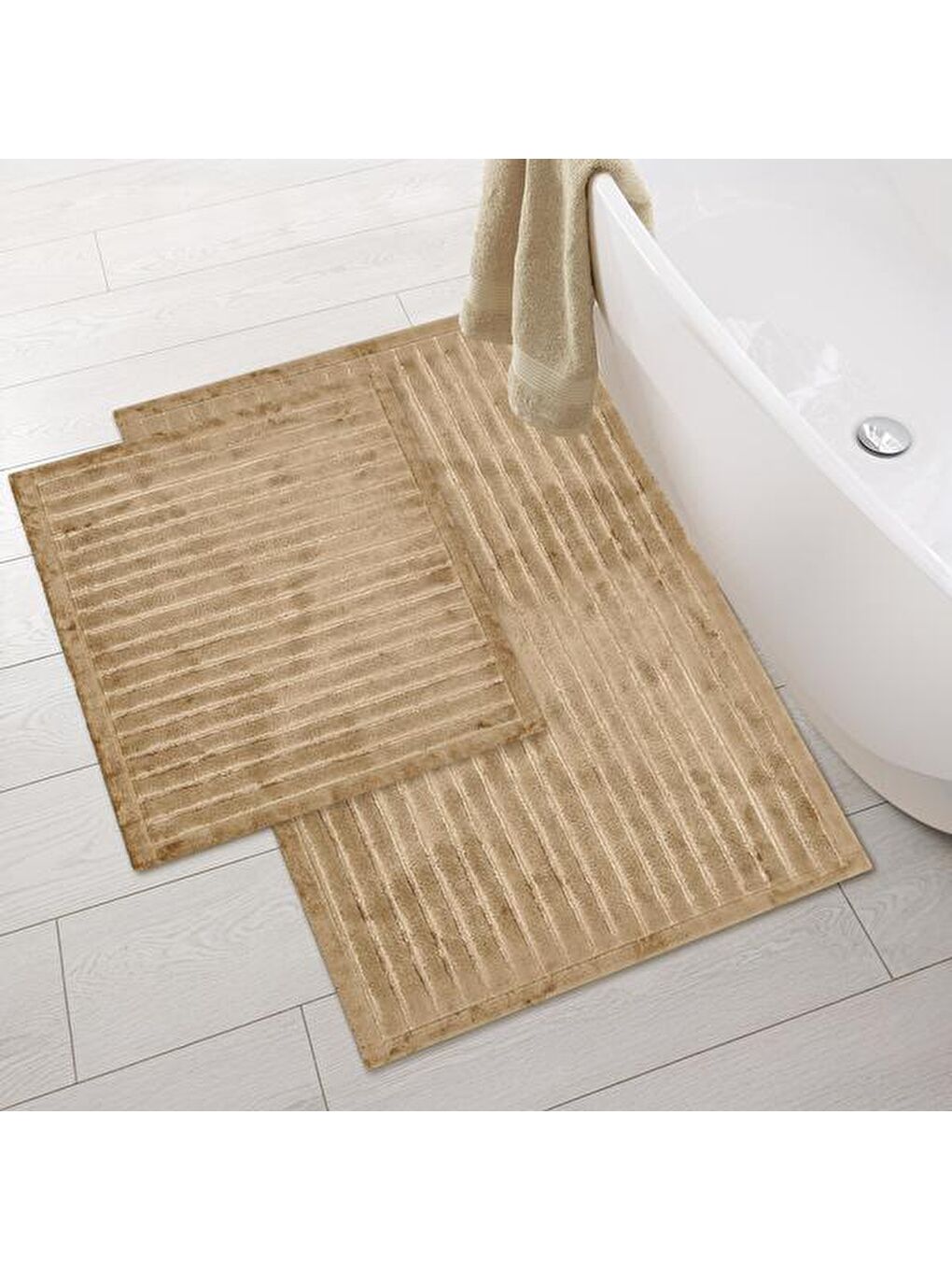 Evidea Soft Nuvo Banyo Paspası - Bej - 60x100 cm + 50x60 cm - 4