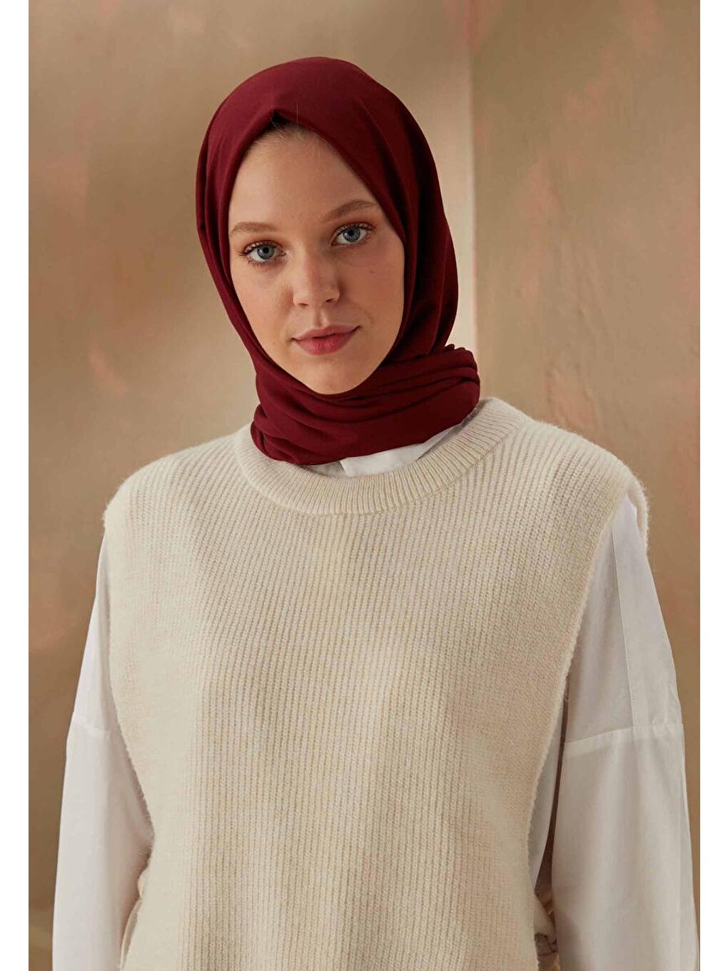 Pamuk Viskon Şal Bordo-3