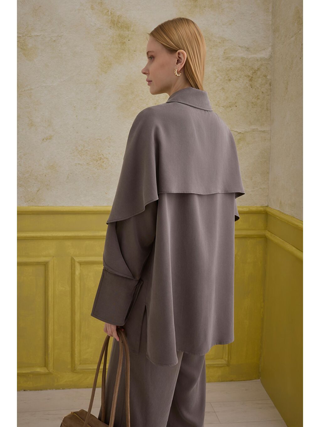 Bej Aller Detaylı Takım Koyu Vizon-2