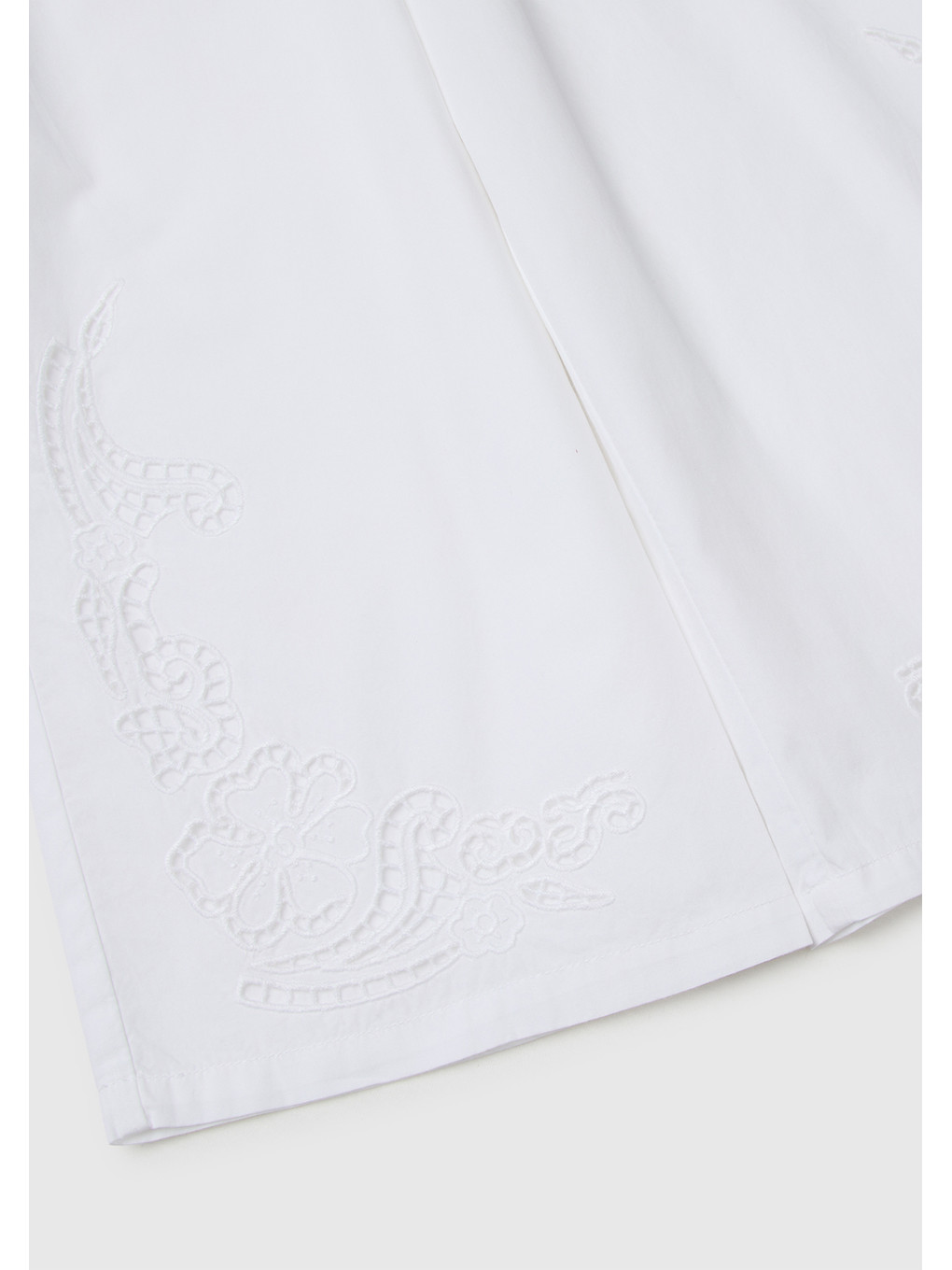 Kız Çocuk Beyaz Paçası İşleme Detaylı Beli İpli Geniş Paça Pantolon-2