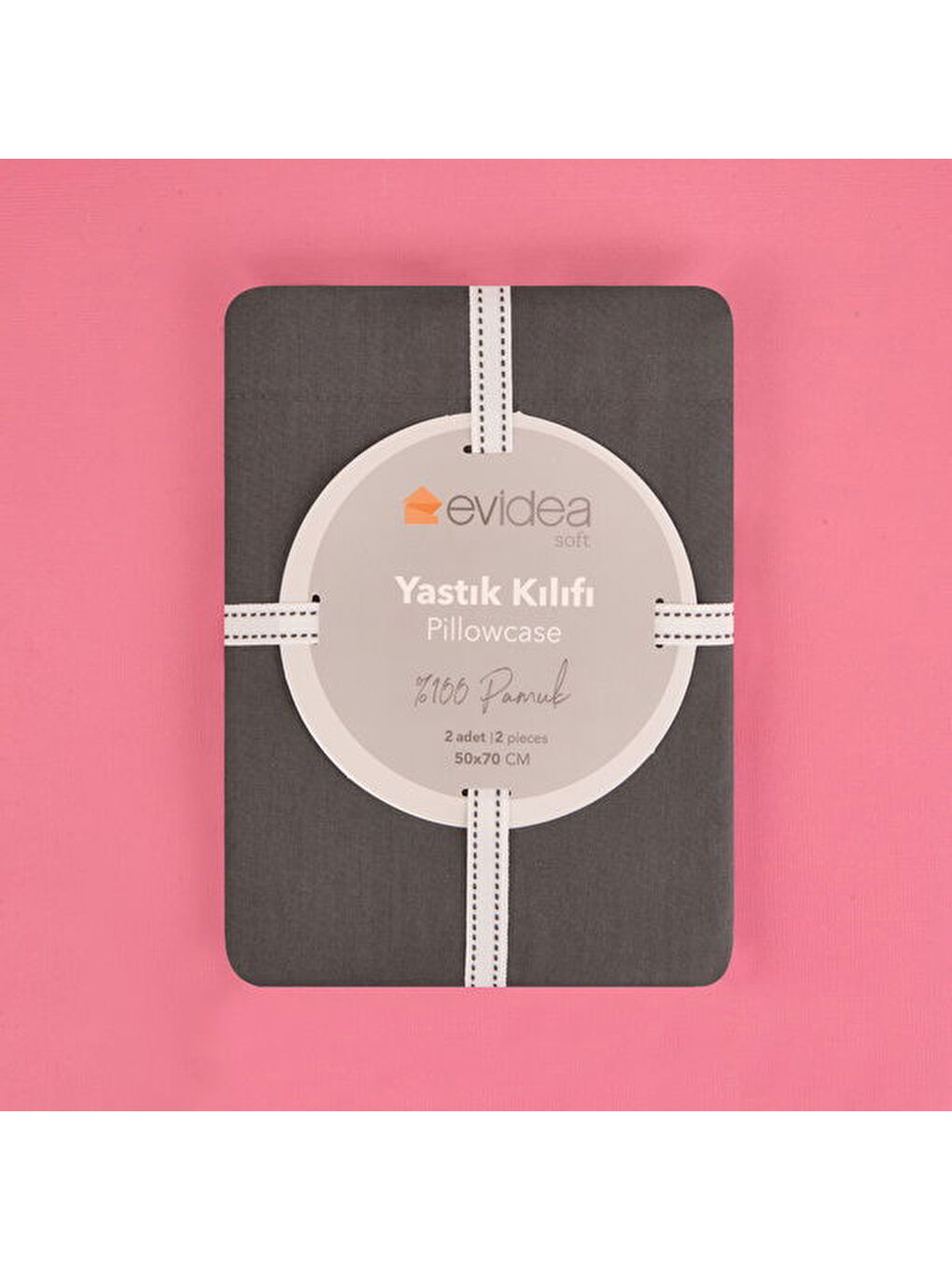 Soft Oxford 2'li Yastık Kılıfı - Antrasit / Taş - 50x70 cm-1