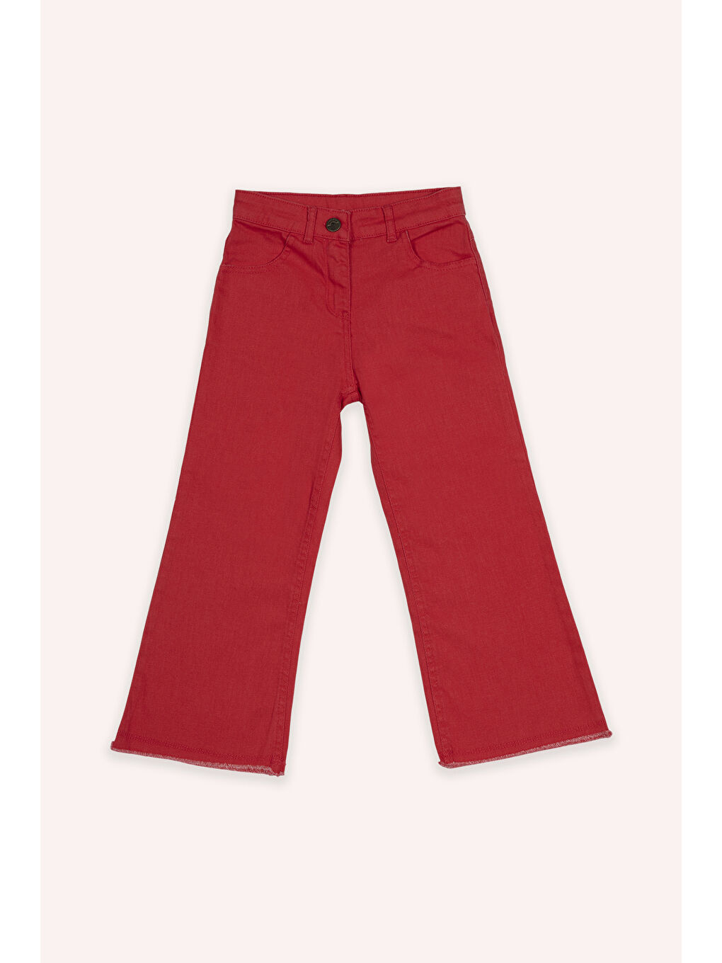 Kırmızı Kız Çocuk Kemeri Fırfır Detaylı Pantolon