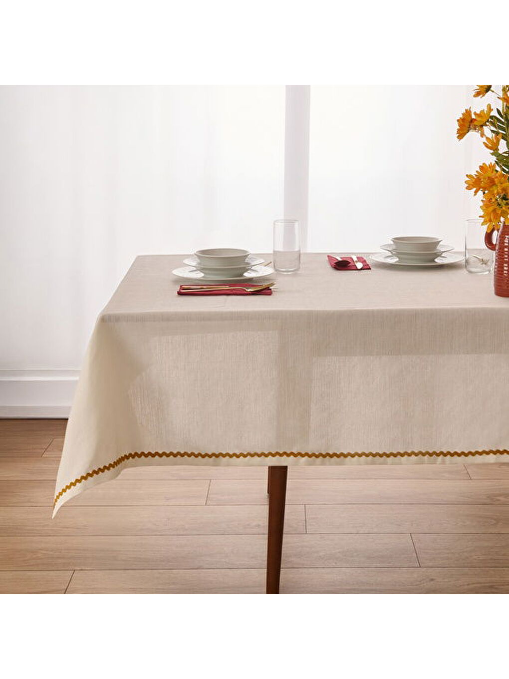 Soft Mustard Masa Örtüsü - Beyaz - 140x220 cm