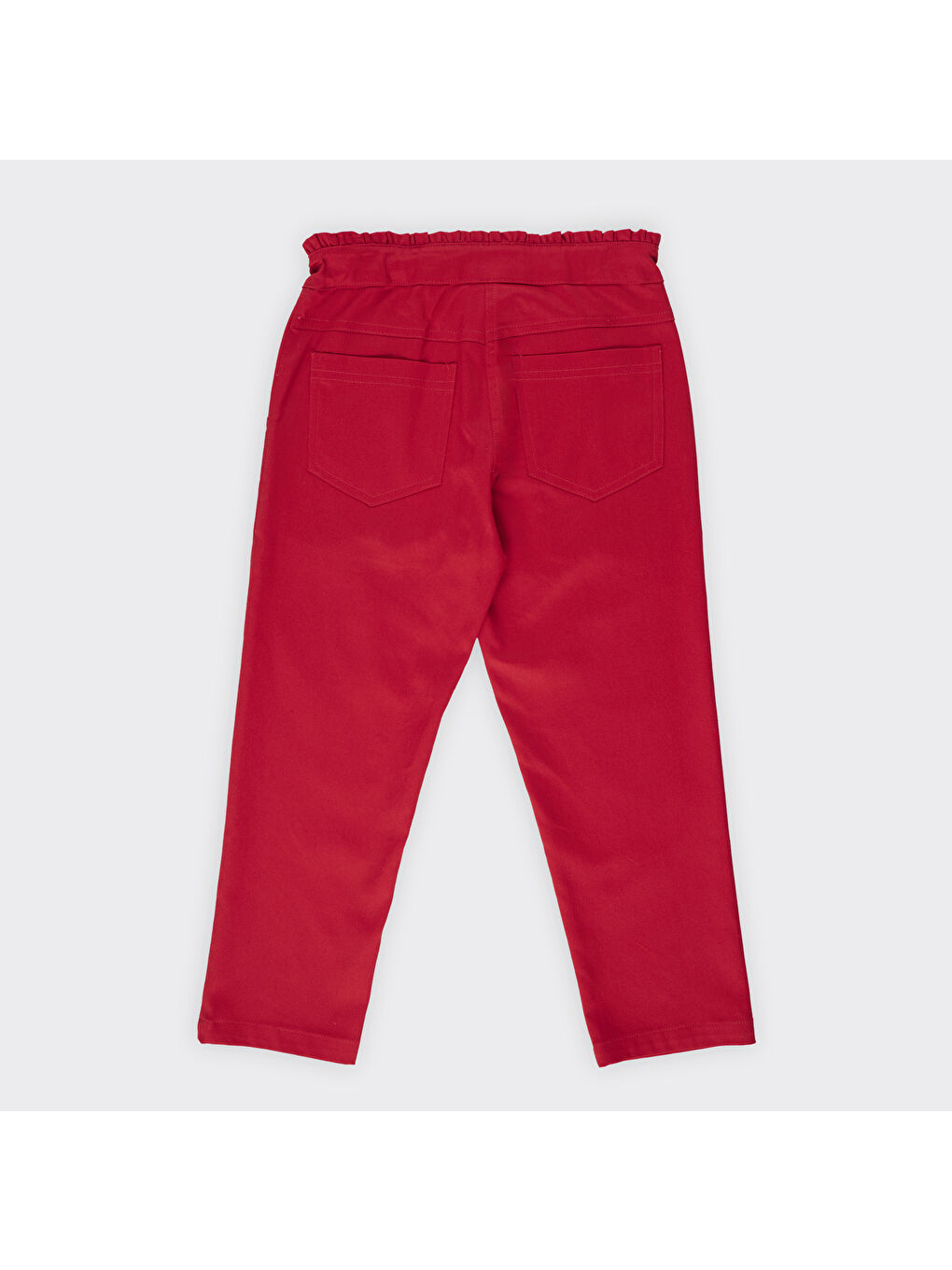 Kırmızı Kız Çocuk Kemeri Fırfır Detaylı Pantolon-4