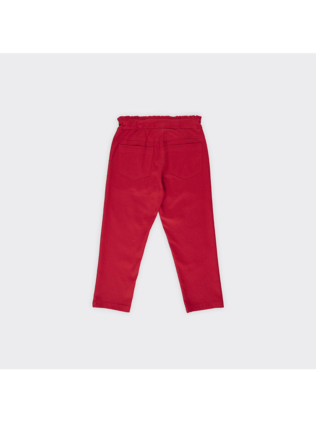 Kırmızı Kız Çocuk Kemeri Fırfır Detaylı Pantolon-5