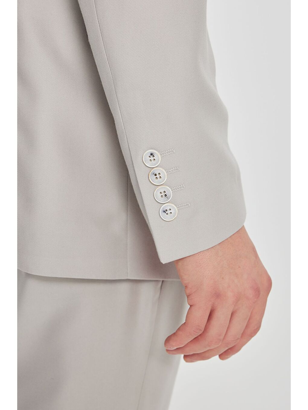 Bej Erkek Taş Slim Fit Dar Kesim Mono Yaka Desenli Kapak Cepli Takım Elbise-6