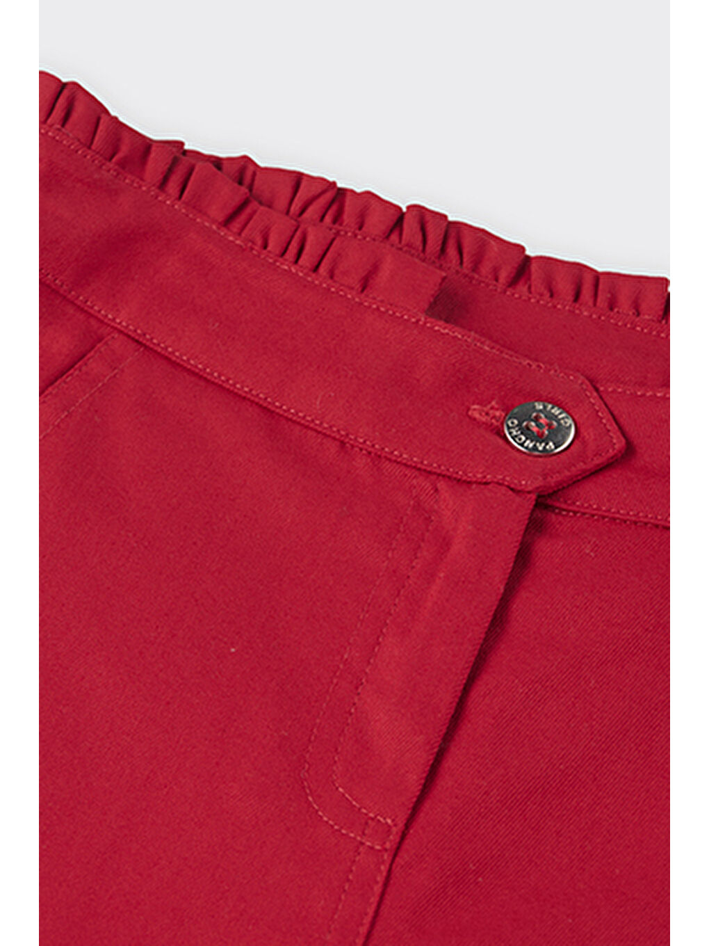 Kırmızı Kız Çocuk Kemeri Fırfır Detaylı Pantolon-9
