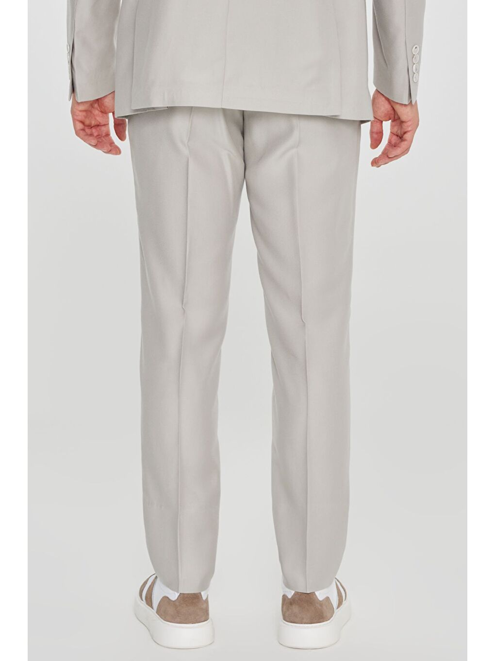 Bej Erkek Taş Slim Fit Dar Kesim Mono Yaka Desenli Kapak Cepli Takım Elbise-7