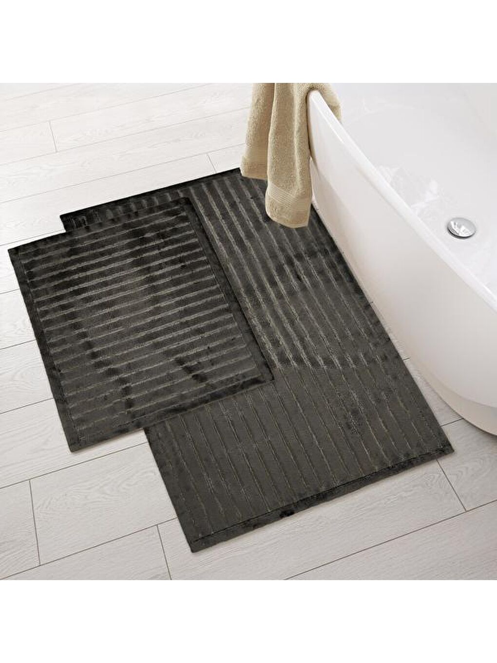 Soft Nuvo Banyo Paspası - Antrasit - 60x100 cm + 50x60 cm-2