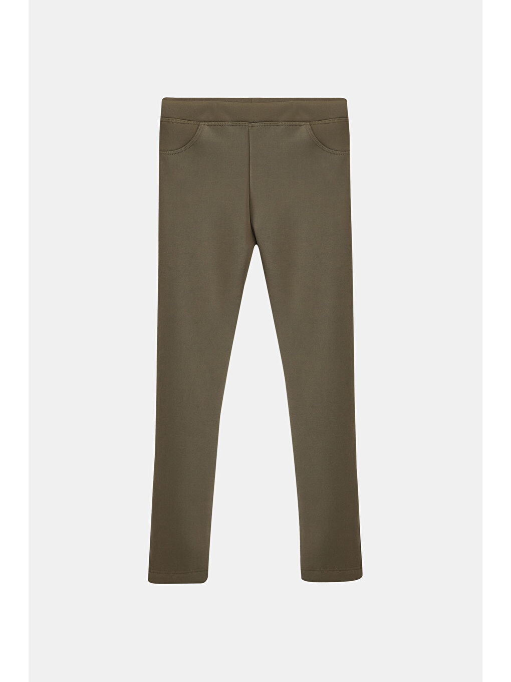 Haki Deniz Yeşili Kız Çocuk Sahte 2 Cep İçi Pelüş Extra Kalın Kışlık Tayt