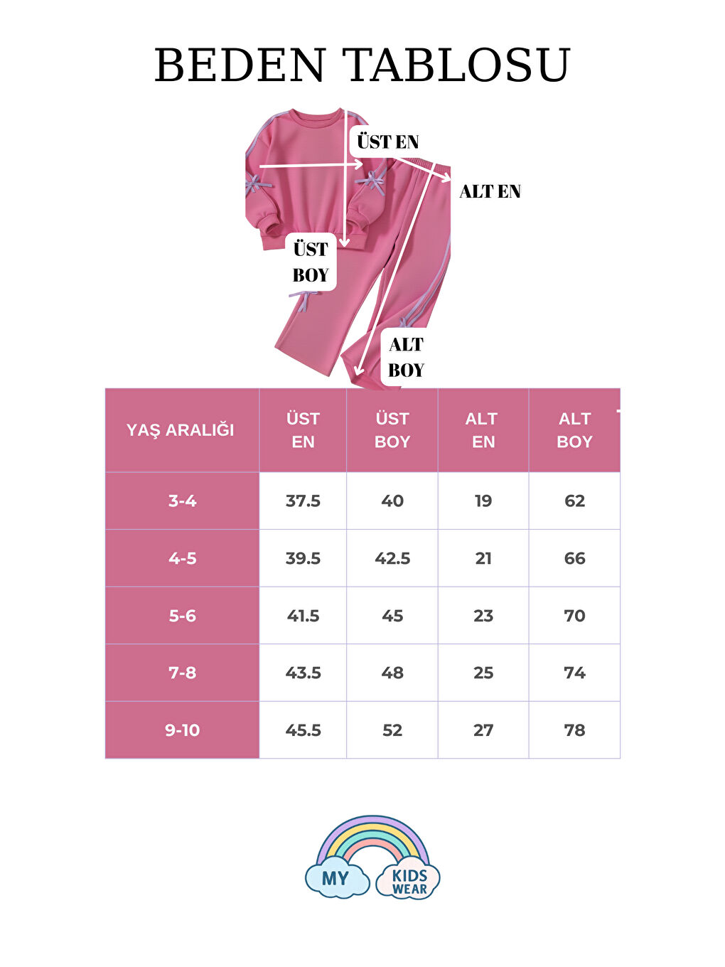Pembe Kız Çocuk Çift Şerit Kurdele Üç İplik Eşofman Takımı 3-10 Yaş 12340-2