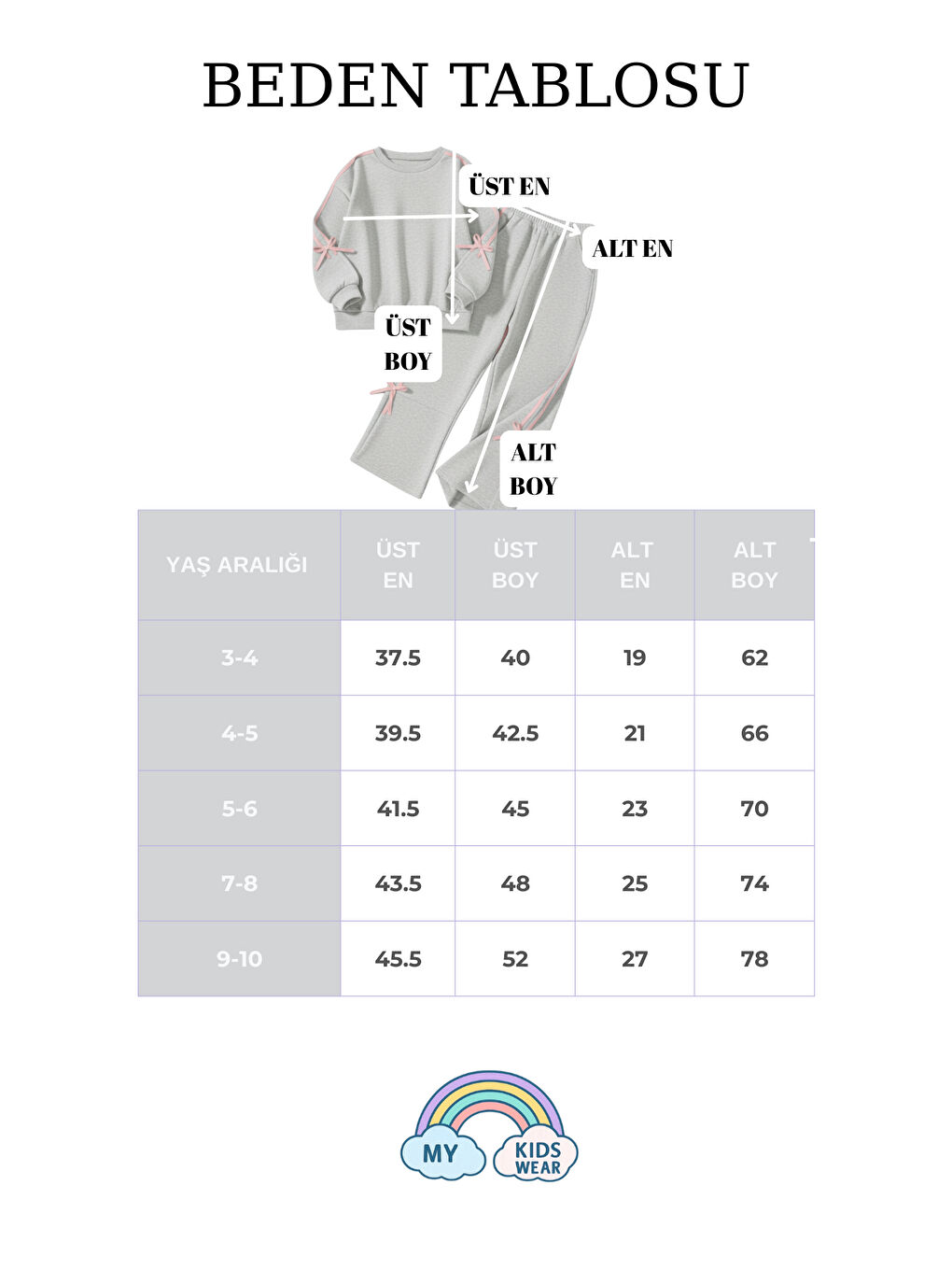 Gri Kız Çocuk Çift Şerit Kurdele Üç İplik Eşofman Takımı 3-10 Yaş 12342-2