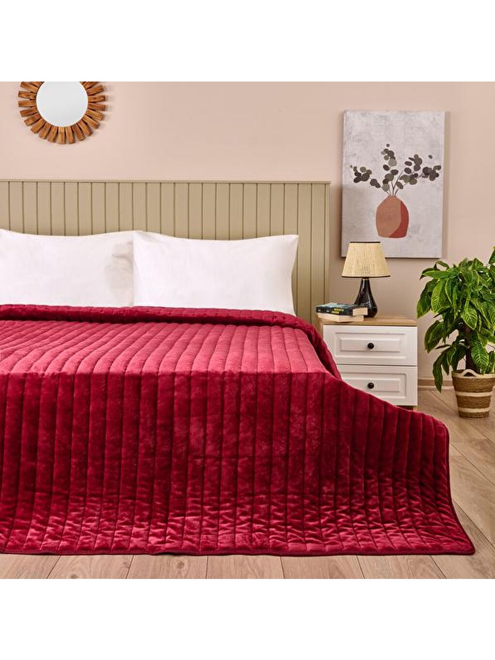 Soft Magro Çift Kişilik Yatak Örtüsü - Kırmızı - 200x230 cm