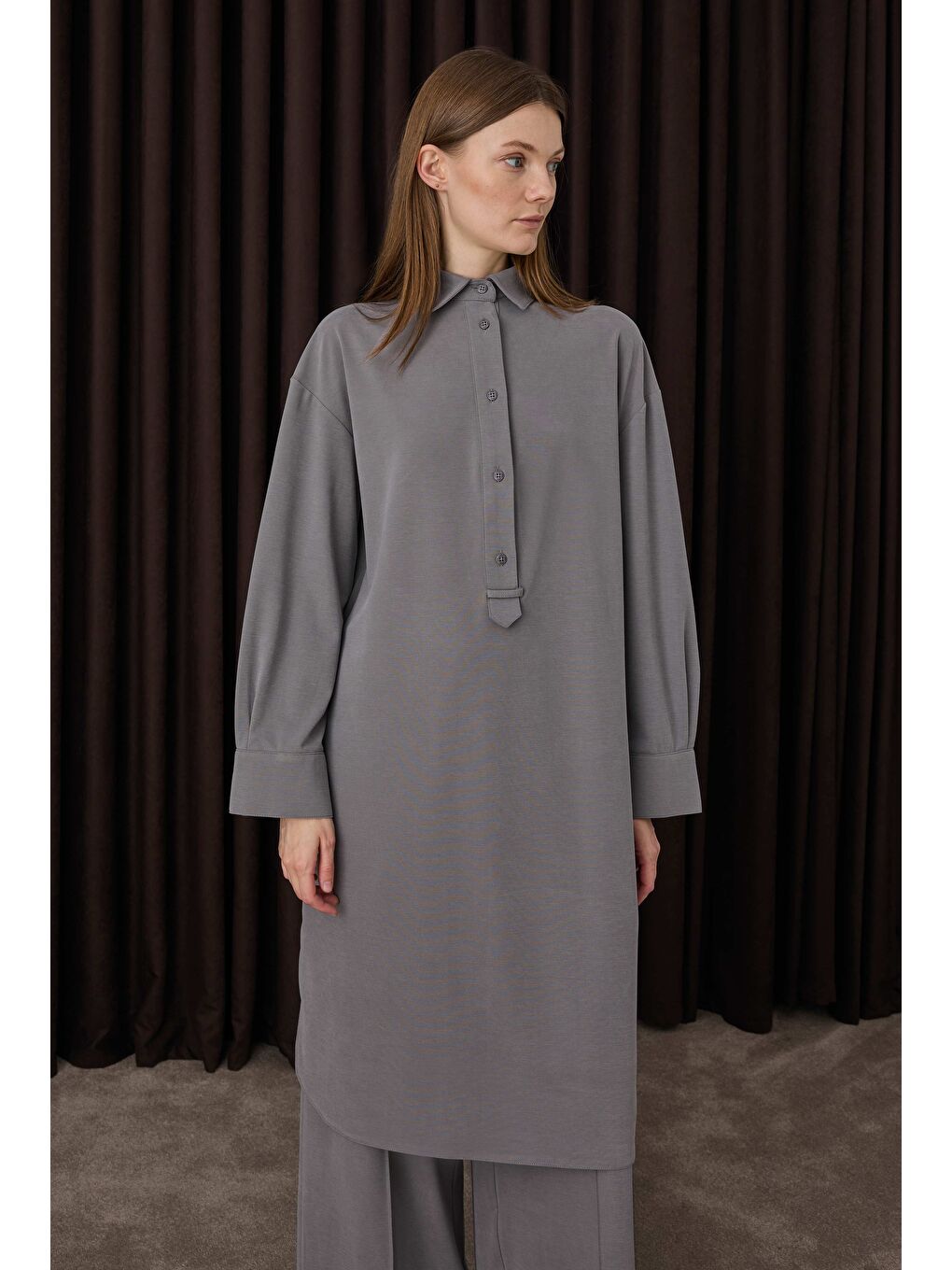 Modal Efektli Takım Küllü Gri-2