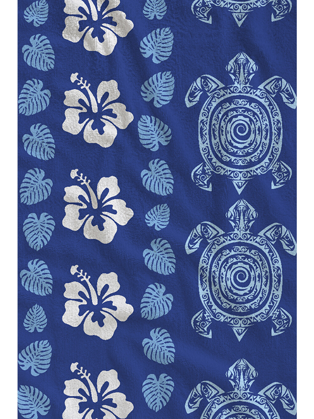 Lacivert Deniz Kaplumbağası Ve Hibiskus Çiçeği 70x150 Cm Dijital Baskılı Plaj Ve Banyo Havlusu-1