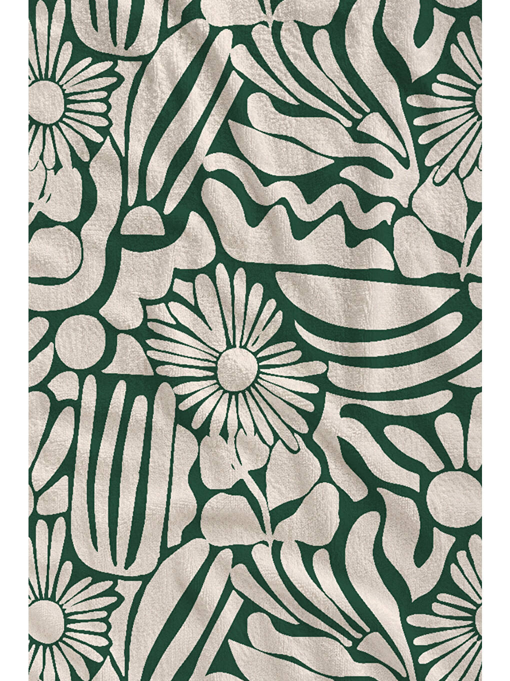 Lila Ekru Yeşil Botanik Çizgisel Yaprak Desenli 70x150 Cm Dijital Baskılı Plaj Ve Banyo Havlusu-1