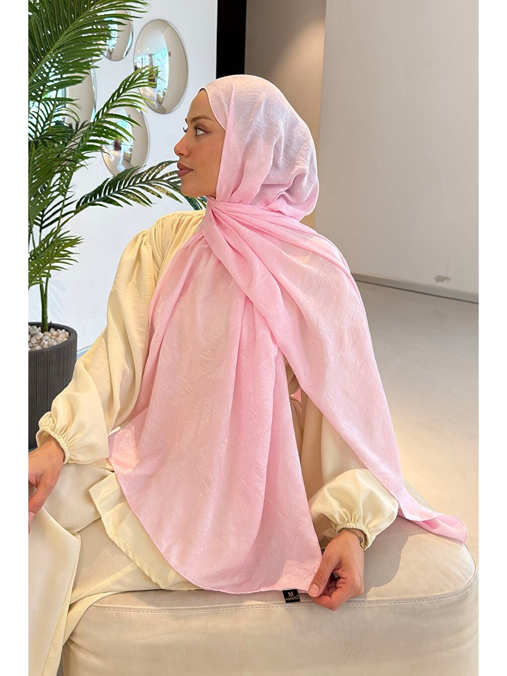 Ağaçdalı Desen Ayrobin Floş Jakar Şal Şeker Pembesi-3