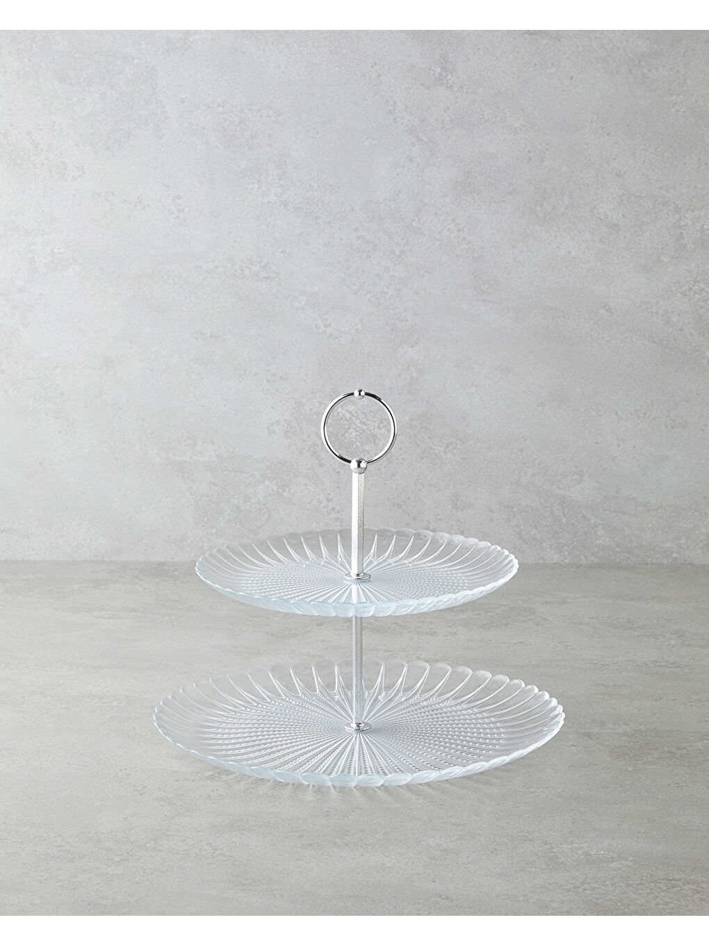 Renksiz Louise Cam Katlı Servis 21+28 cm Şeffaf