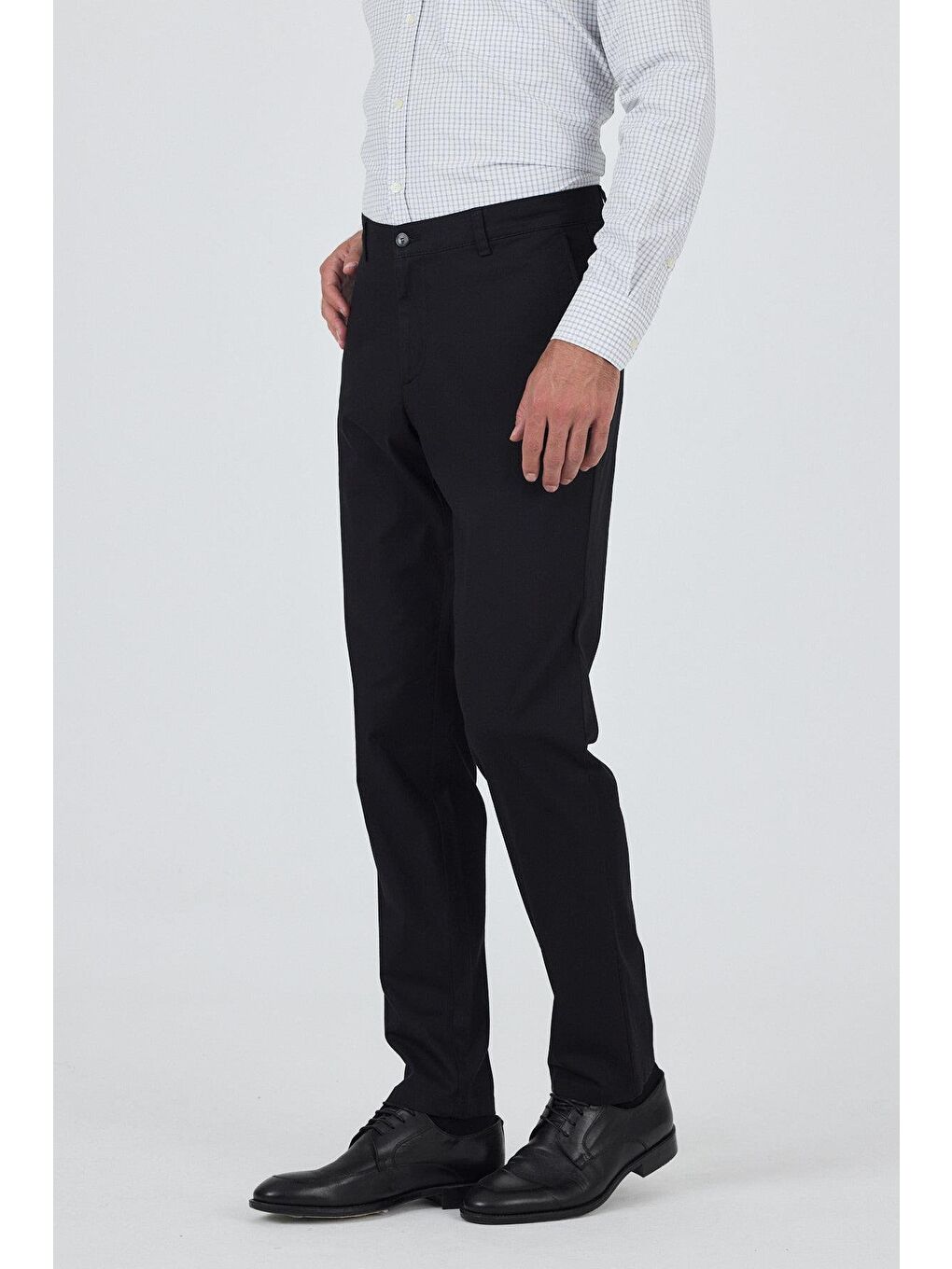Siyah Gabardin Yan Cep Düz Paça Comfort Fit Pamuklu Casual Chino Pantolon 1003250121-2