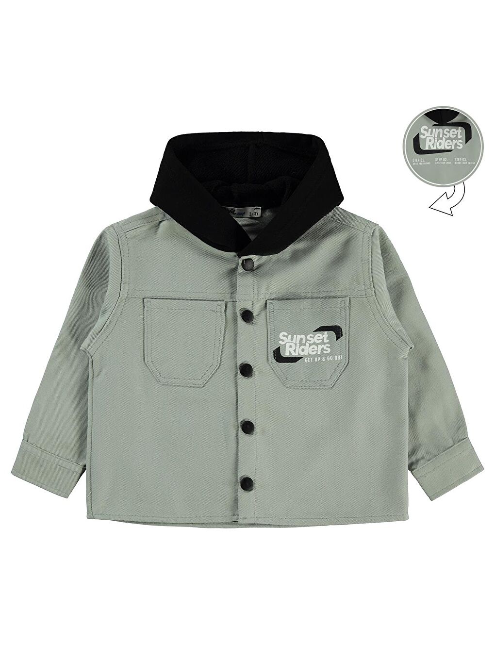 Boys Çift Cepli Kapüşonlu 2-5 Yaş Gömlek - Haki 2-3 Yaş