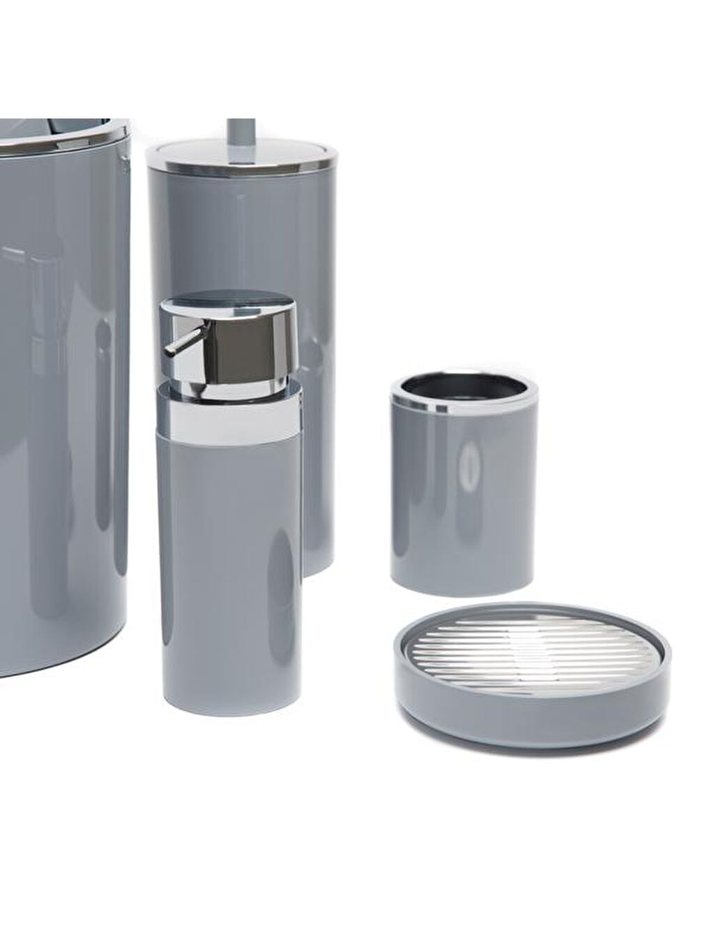Lenox 5'li Banyo Aksesuar Set - Gri-1