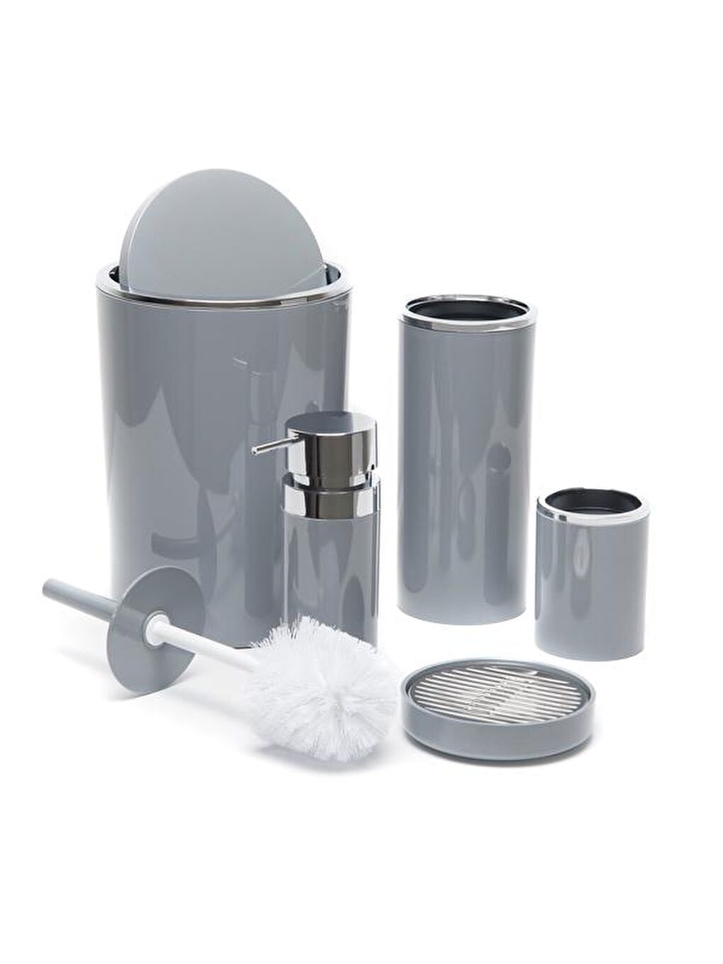 Lenox 5'li Banyo Aksesuar Set - Gri-3