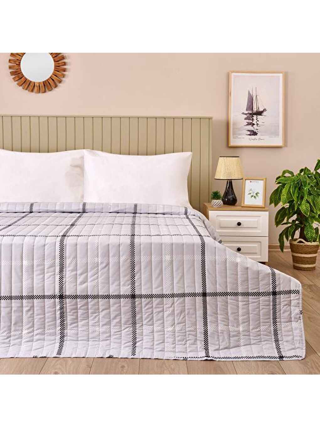 Soft Kamer Çift Kişilik Yatak Örtüsü - Gri - 200x230 cm