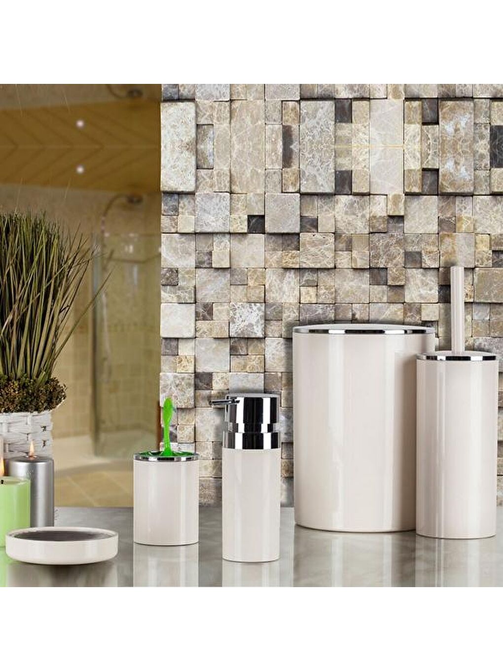 Lenox 5'li Banyo Aksesuar Seti - Bej