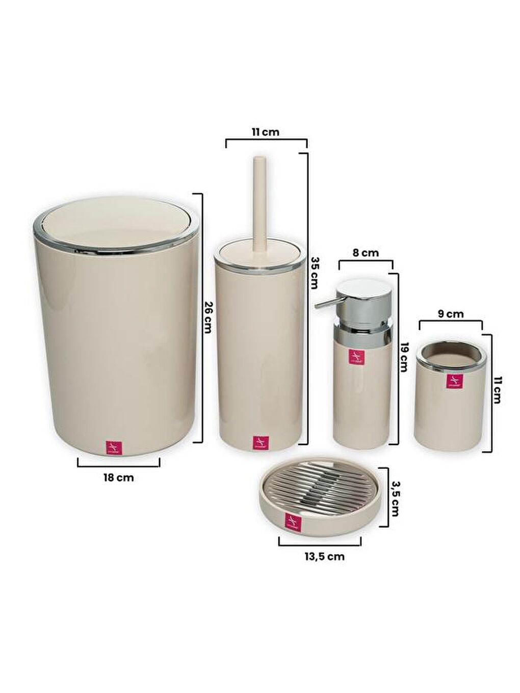 Lenox 5'li Banyo Aksesuar Seti - Bej-7