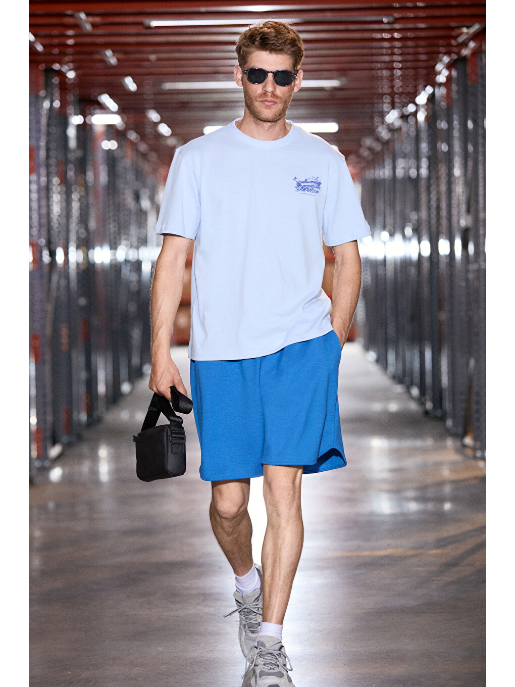 Mavi ROOMY Erkek %100 Organik Pamuklu Yuvarlak Yakalı Baskı Detaylı Comfort Fit MAVİ T-Shirt-1