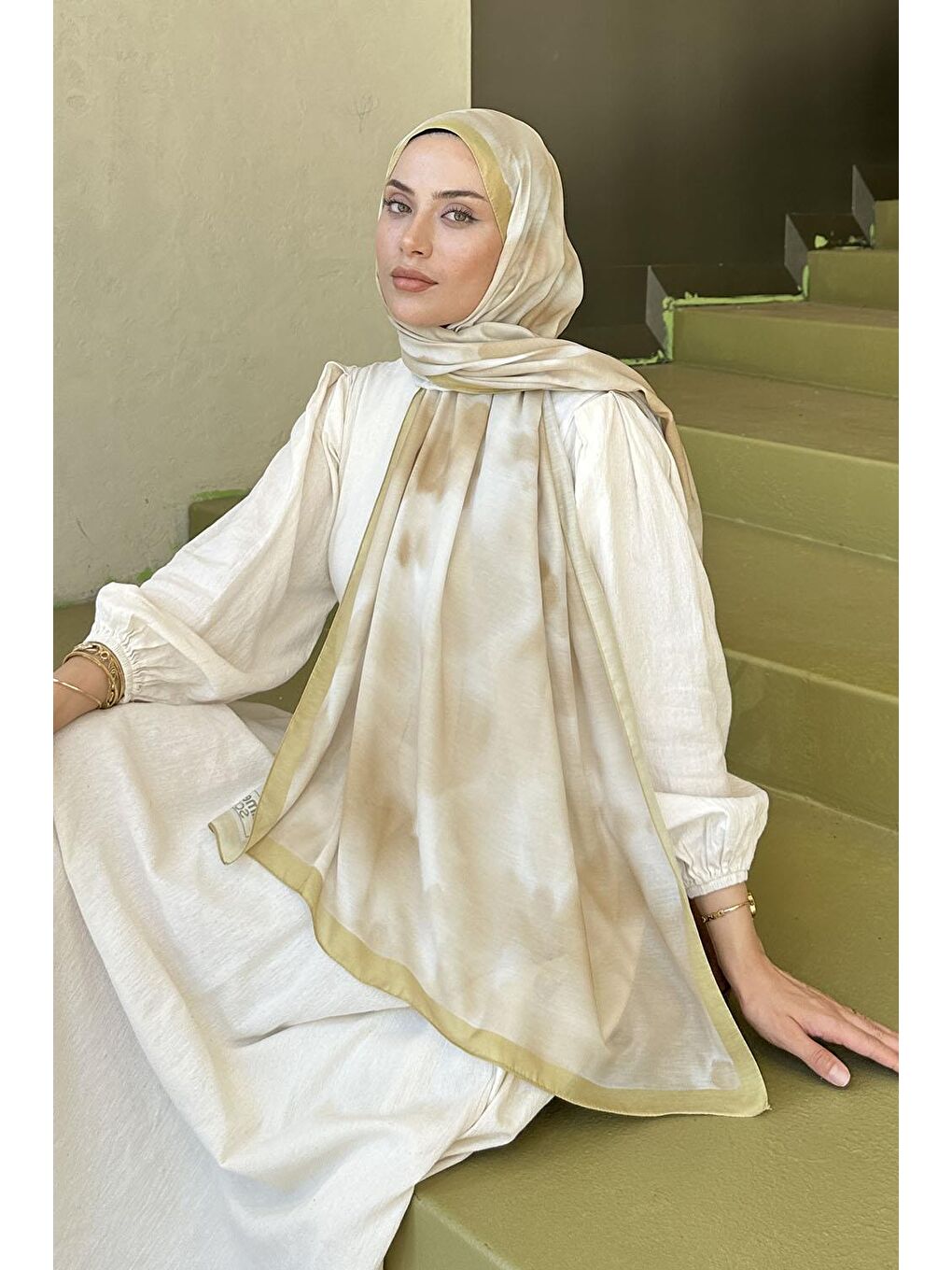 Batik Desen Soft Şal Yağ Yeşili