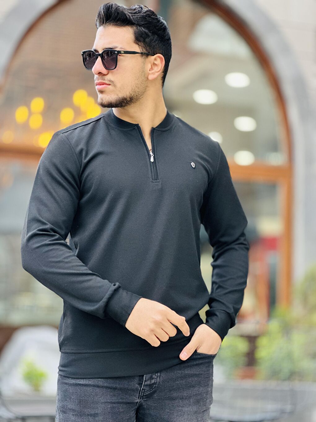 Miron Siyah Yarım Fermuarlı Kolej Yaka Sweatshirt Regular Fit-Siyah - 3