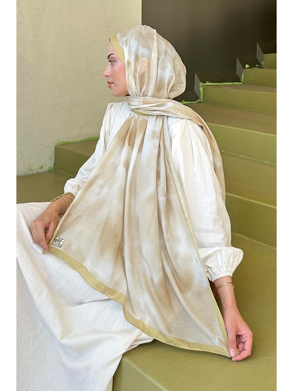 Batik Desen Soft Şal Yağ Yeşili-3