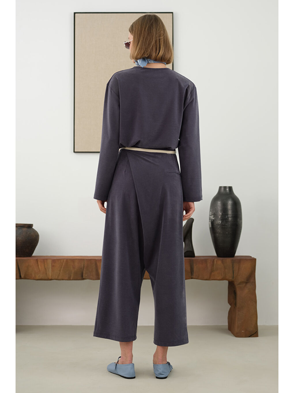 Taşlanmış Modal Takım Lacivert-3
