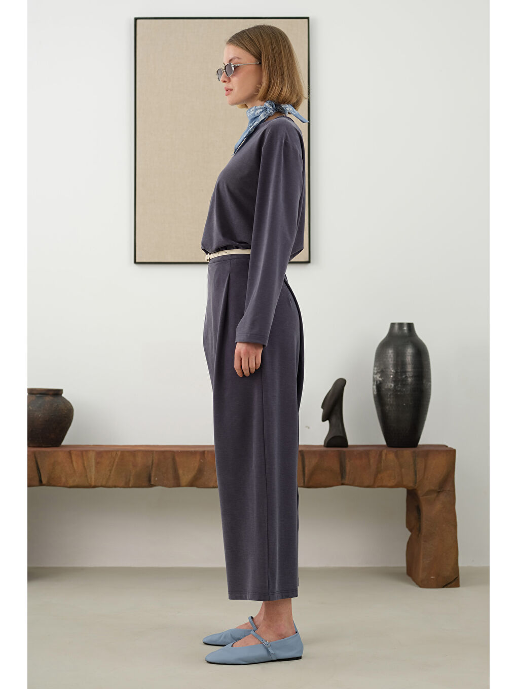 Taşlanmış Modal Takım Lacivert-4