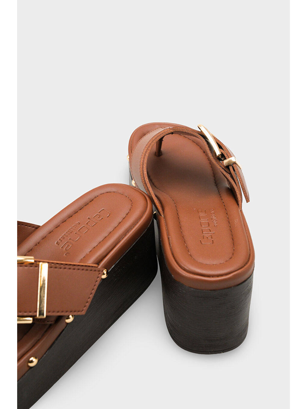 Kahverengi Kristi Dolgu Topuk Parmak Arası Terlik Kadın-3