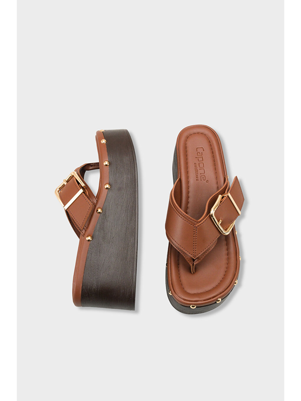 Kahverengi Kristi Dolgu Topuk Parmak Arası Terlik Kadın-4