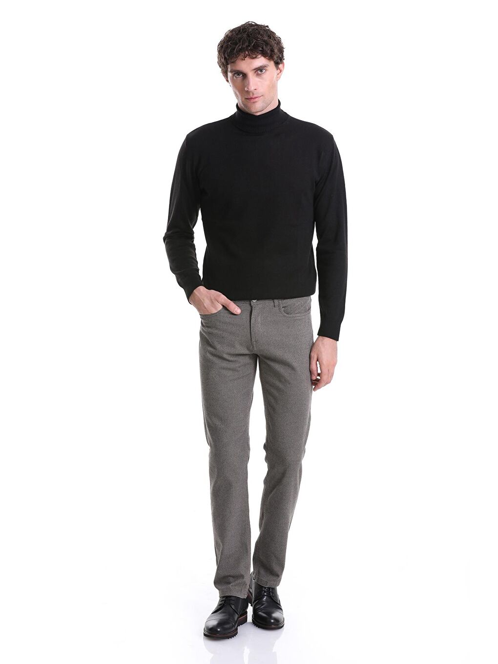 Bej Vizon Regular Fit Düz 5 Cep Pamuklu Jean Pantolon-1