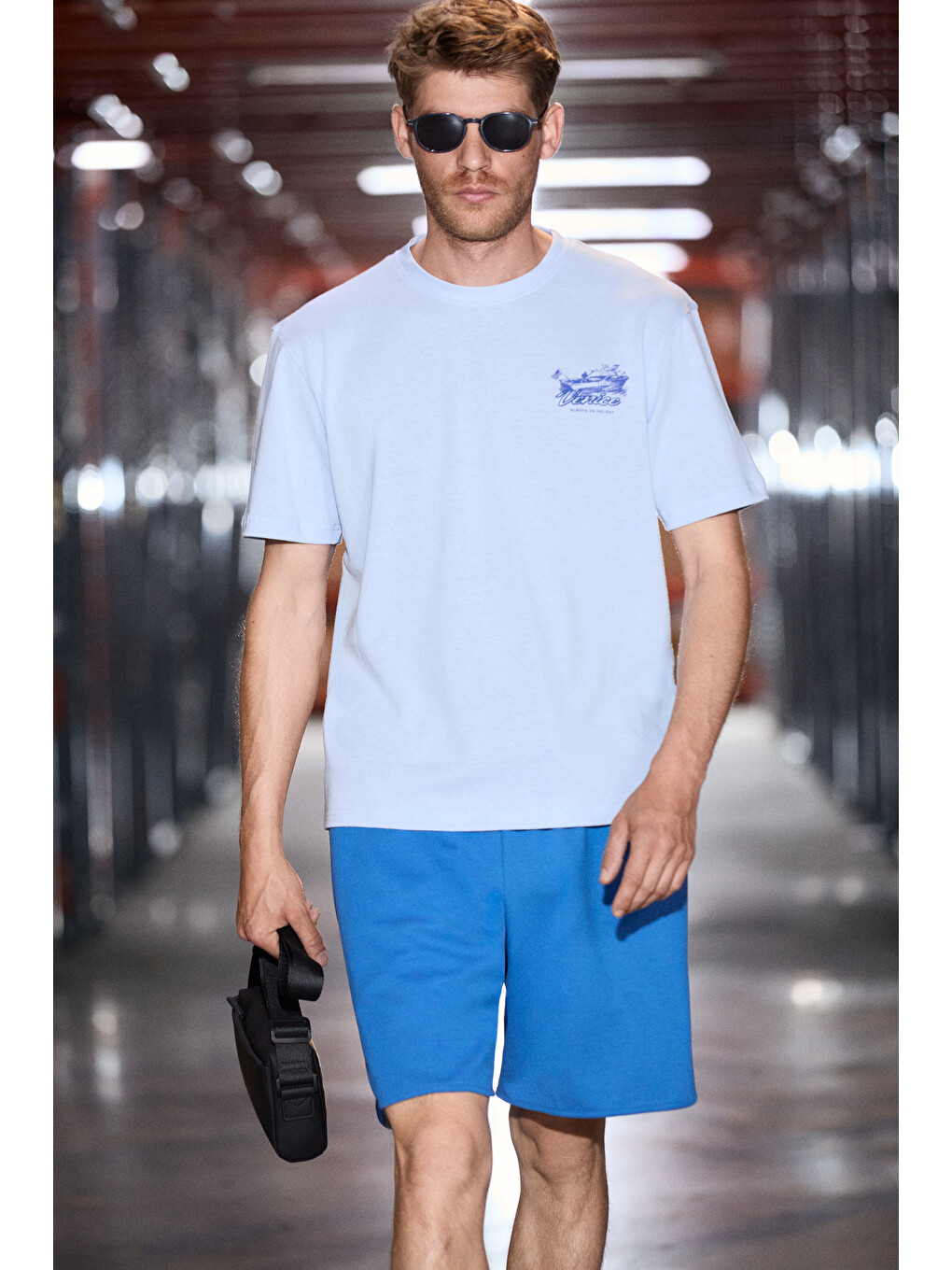 Mavi ROOMY Erkek %100 Organik Pamuklu Yuvarlak Yakalı Baskı Detaylı Comfort Fit MAVİ T-Shirt-3