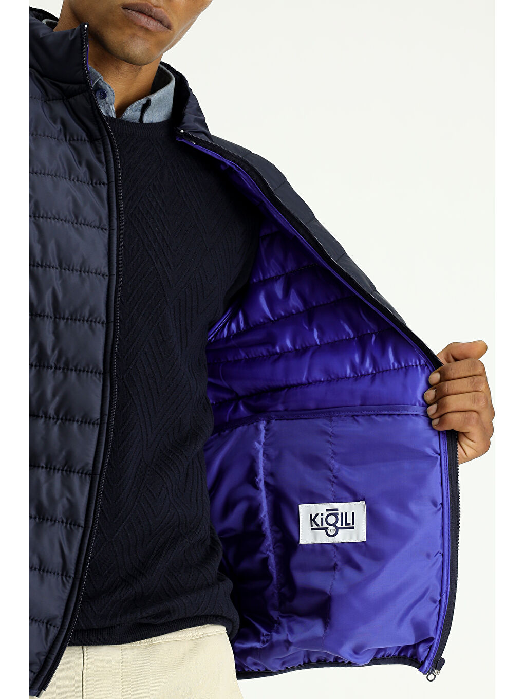 Lacivert Kapitone Spor Mont-4