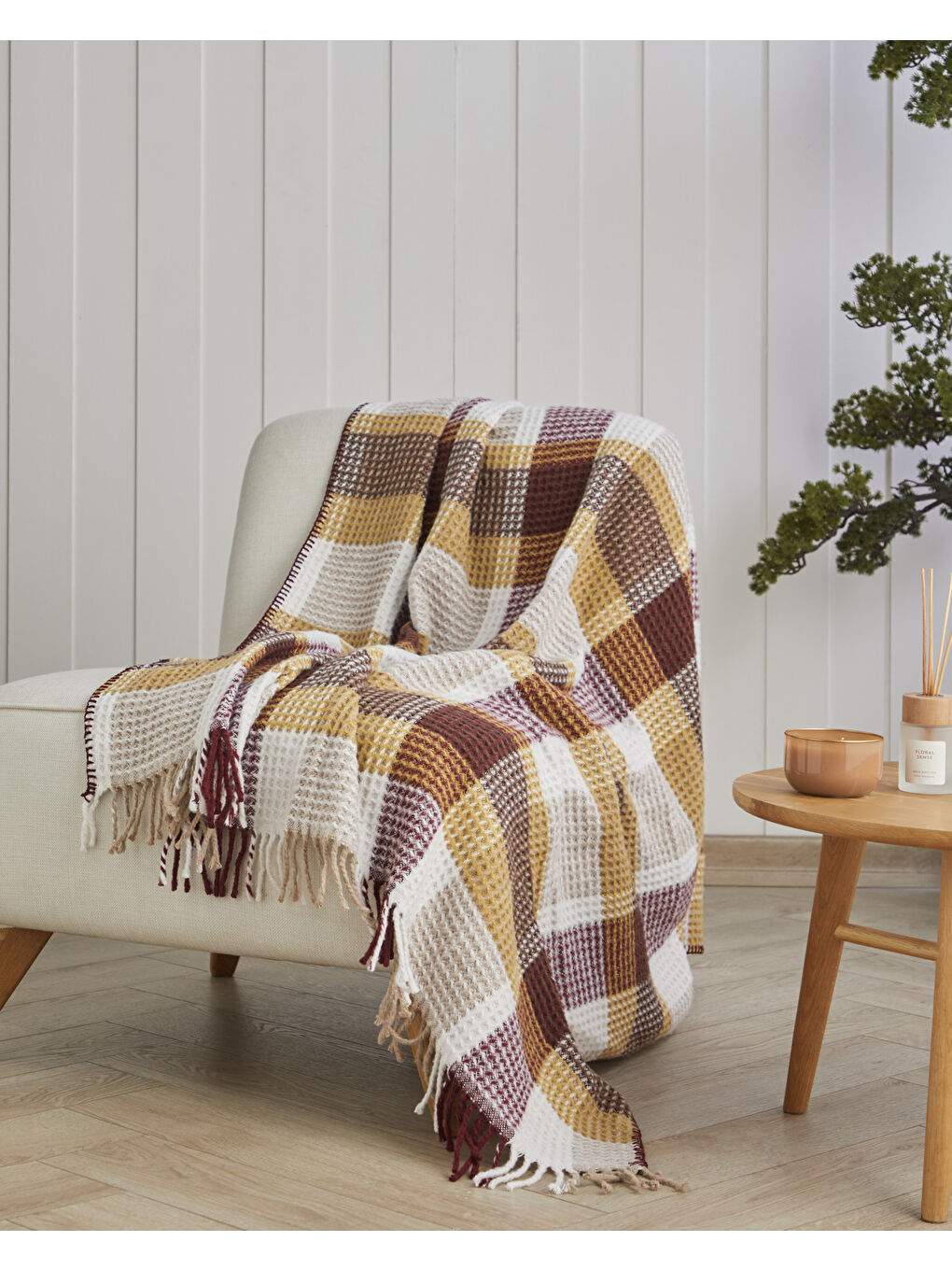 Beyaz Olive Koltuk Şalı 130x170 cm Multicolor-1