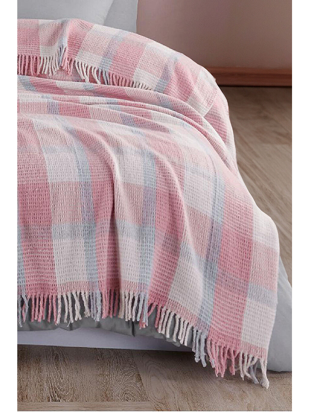 UPSTYLE Pembe Battaniye Pamuklu Tek Kişilik Warm Soft Pudra