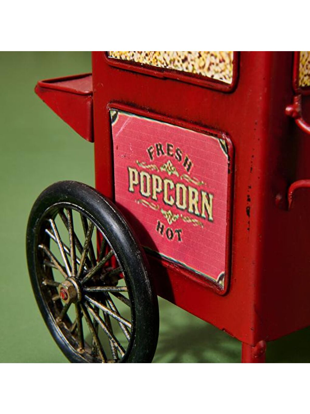 Dekoratif Metal Popcorn Kumbara - Kırmızı - 24 cm-1