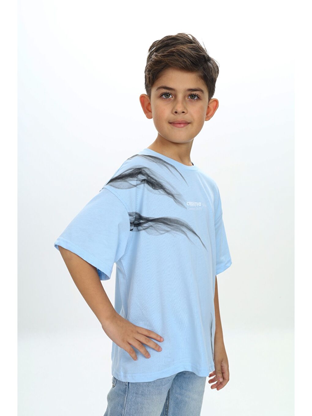 Petrol Erkek Çocuk Creatıve Sis Baskılı Tişört-1