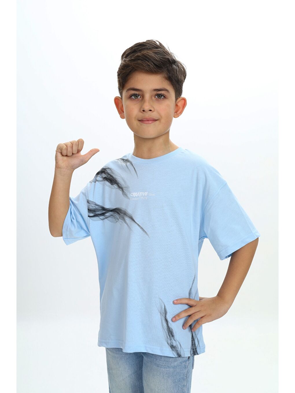 Petrol Erkek Çocuk Creatıve Sis Baskılı Tişört-2